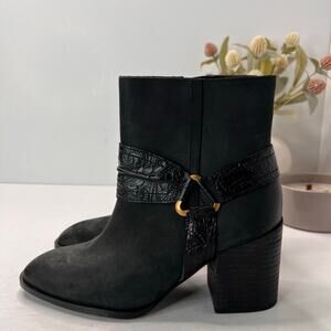 Vionic Carnelia Ankle Boots Square Toe Water Repellant Black Women 6.5 NWOB